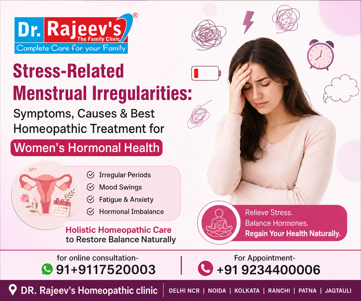 Stress-Related Menstrual Irregularities: Symptoms, Causes and Best Homeopathic Treatment for Women's Hormonal Health