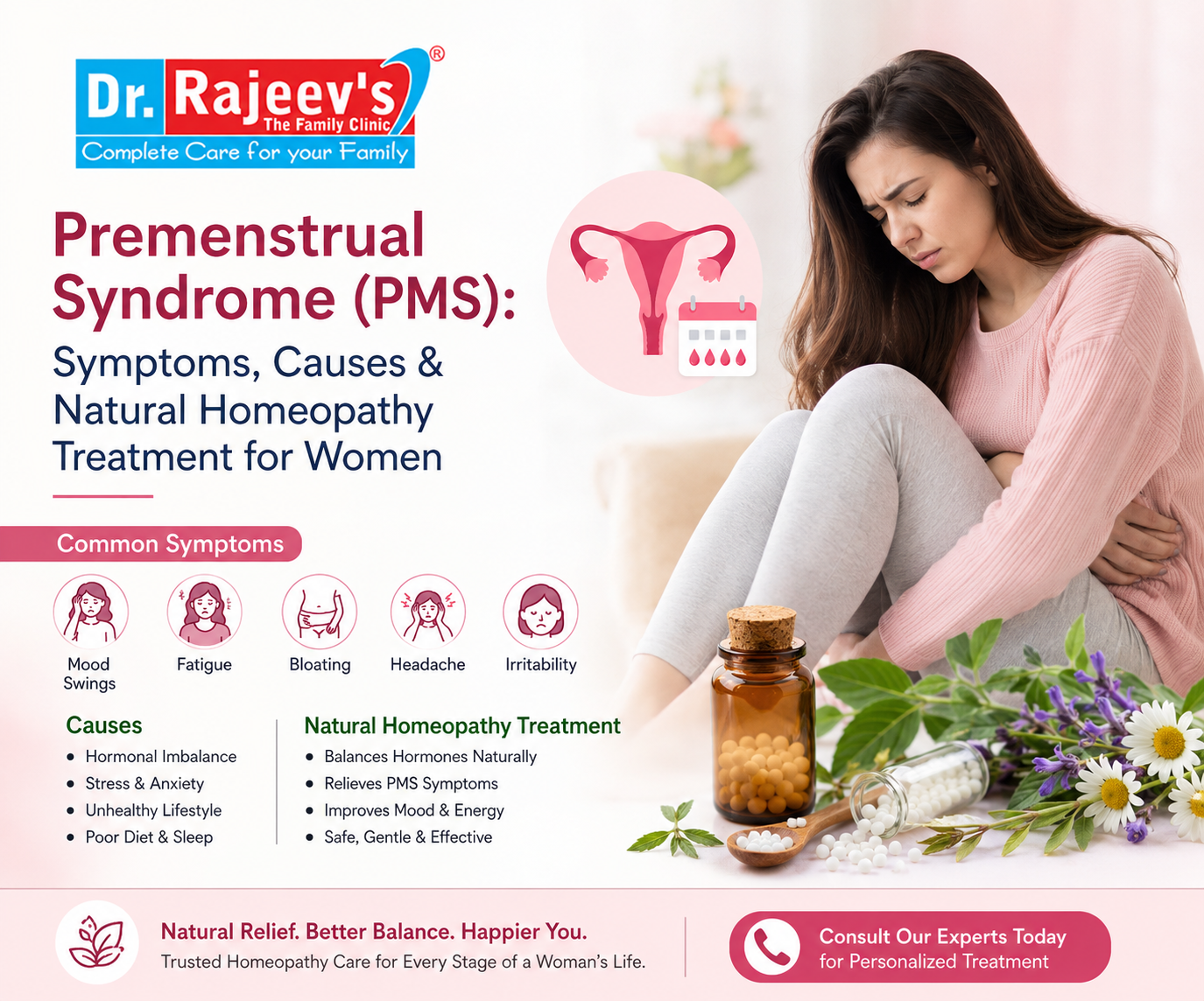 Premenstrual Syndrome (PMS): Symptoms, Causes & Natural Homeopathy Treatment for Women